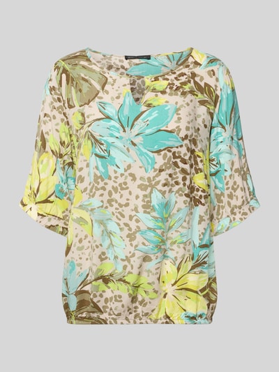 Produktfoto, Relaxed Fit Blusenshirt aus Viskose mit Schlüsselloch-Ausschnitt von Betty Barclay, bunter Allover-Look, Rückenlänge 62 cm, Ärmellänge 31 cm