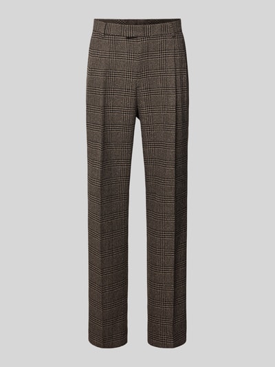 Produktfoto, Anzughose im Allover-Look mit Bügelfalten von MCNEAL, mieszanka materiałów z dodatkiem wiskozy, krój regular fit, wzór na całej powierzchni, kanty, szerokość w rozmiarze 50: 41 cm, długość wewnętrzna nogawki w rozmiarze 50: 81 cm, odcienie brązu i czerni, delikatna tekstura materiału