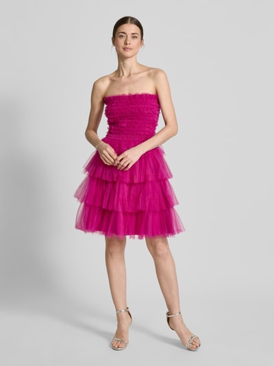 LACE & BEADS Cocktailjurk in laagjeslook Felroze - 1