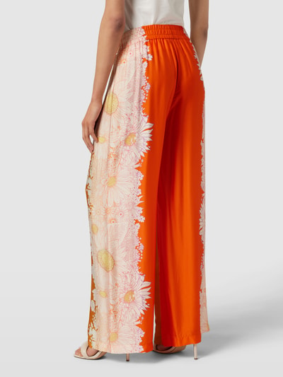 Oilily Wide Leg Stoffhose mit floralem Print Modell 'PUTRYA' Orange 5