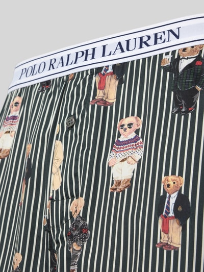 Produktfoto, Regular Fit Pyjama aus reiner Baumwolle von Polo Ralph Lauren mit grünen Längsstreifen und Bärenmotiv, Damen Pyjama von Polo Ralph Lauren