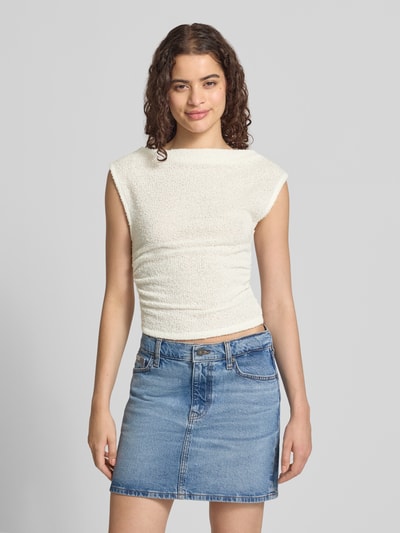 Gina Tricot Top in Bouclé-Optik mit U-Boot-Ausschnitt Offwhite 4