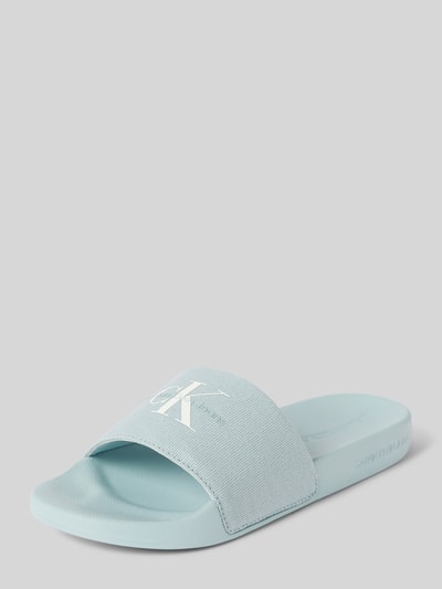 Calvin Klein Jeans Slides mit Label-Print Hellblau 1