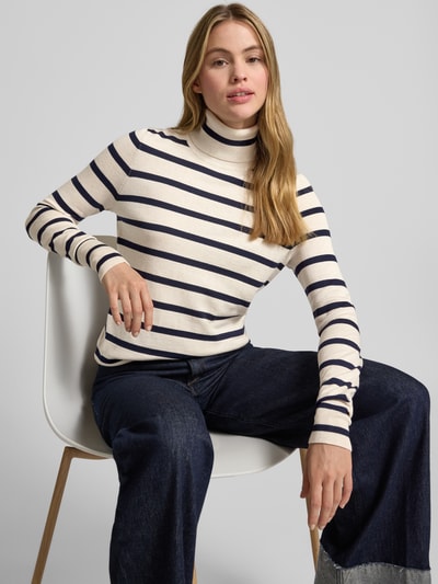 Christian Berg Woman Gebreide pullover met geribde col Ecru gemêleerd - 3