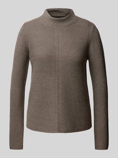 Oui Gebreide pullover met opstaande kraag Taupe - 2