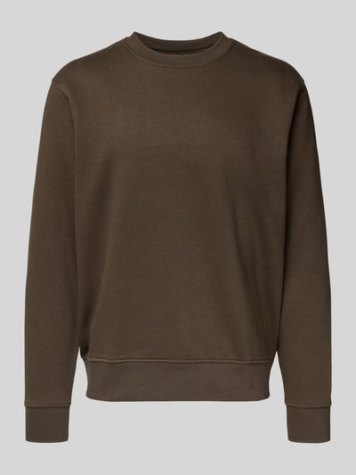 Produktfoto, bluzka z długim rękawem z okrągłym dekoltem od Jack & Jones, bawełna, prosty krój, detal z logo, prążkowane wykończenia