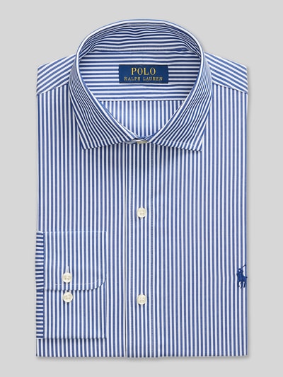 Productfoto, Regular Fit Businesshemd uit pure katoen van Polo Ralph Lauren, blauw-wit gestreept, lange mouw, logo-stiksel, Kentkraag
