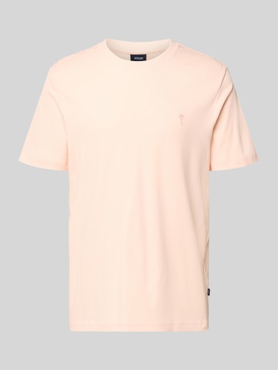 Produktfoto, T-Shirt mit Logo-Stitching Modell 'Priamo' von JOOP! Collection aus Reiner Baumwolle im Gerader-Schnitt, Rundhalsausschnitt, zartes Beige