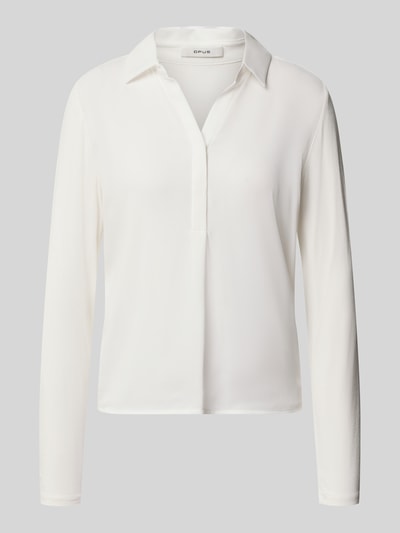 OPUS Regular Fit Langarmbluse mit Hemdblusenkragen Modell 'Frera' Offwhite 1