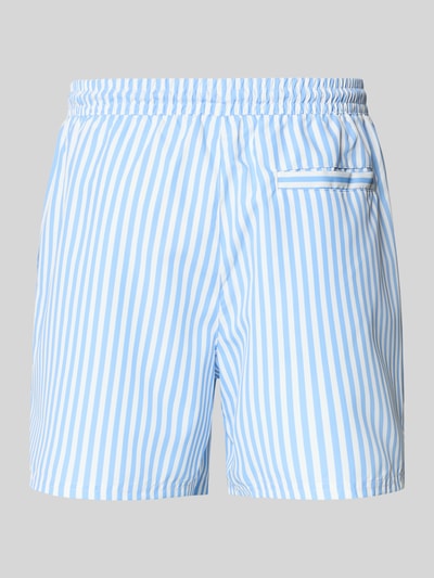 Produktfoto, Regular Fit Shorts mit Logo-Print von Calvin Klein Underwear, hellblau-weiß gestreift, elastischer Bund mit Tunnelzug, integrierter Slip