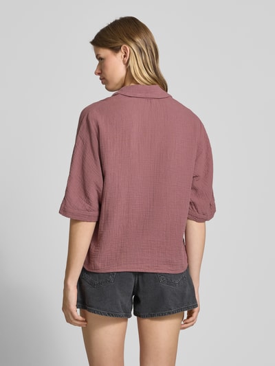 Only Boxy fit blouse met korte mouwen van zuiver katoen, model 'THYRA' Mauve - 5