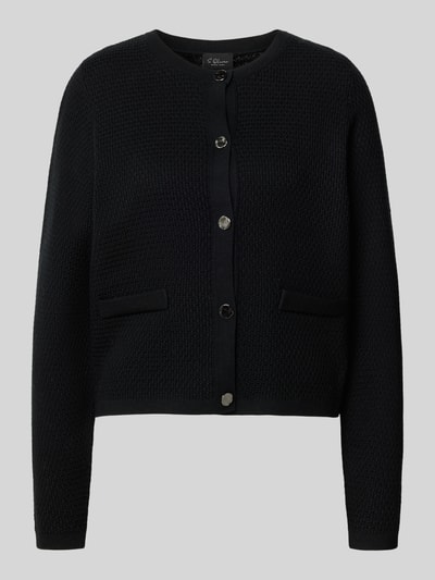 s.Oliver BLACK LABEL Kurtka z dzianiny o kroju regular fit z mieszanki bawełny Czarny 2