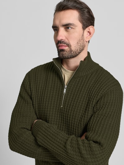 SELECTED HOMME Regular fit schipperstrui in wafelstructuur, model 'TOM' Donkergroen - 3