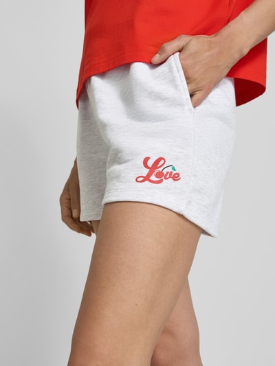 miss goodlife Flared sweatshorts met statementprint Lichtgrijs gemêleerd - 3