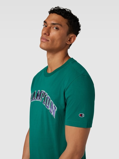 CHAMPION T-shirt met label- en logostitching, model 'Rochester' Groen - 3