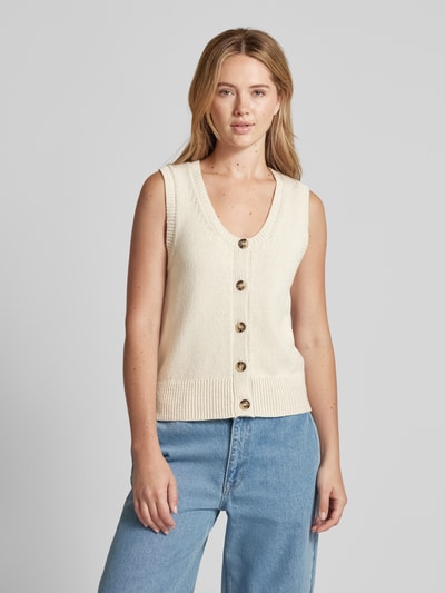 Selected Femme Gebreide top met doorknoopsluiting, model 'JILLI' Ecru - 4