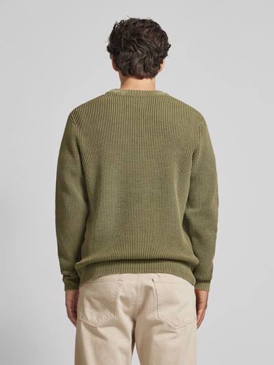 Pepe Jeans Gebreide pullover met labeldetail, model 'Maddox' Olijfgroen - 5