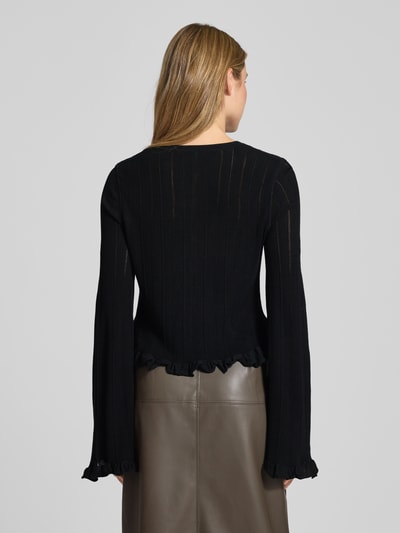 Bash Kurtka z dzianiny o kroju slim fit z ażurowym wzorem model ‘Vitis’ Czarny 5