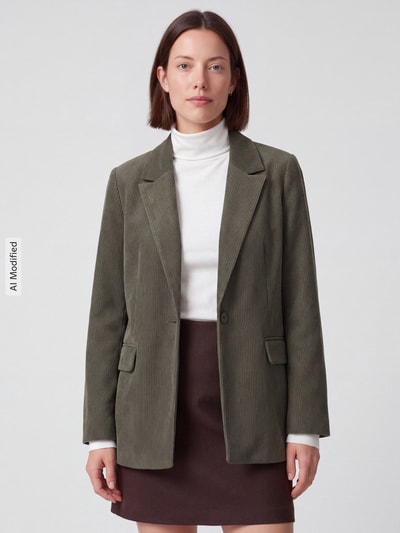 VERO MODA Loose Fit Longblazer mit steigendem Reverskragen Modell 'NORA' Oliv 4