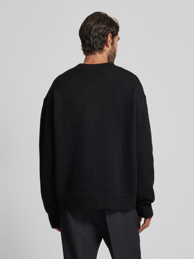 HUGO Oversized Wollpullover mit Label-Stitching Modell 'Seese' Black 5