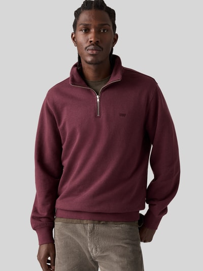 Levi's® Relaxed Fit Troyer aus reiner Baumwolle mit Label-Stitching Bordeaux 1