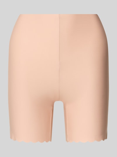 Produktfoto, Slim Fit Bikershorts mit Zierabschlüsse von Skiny in hellem Beige, elastischer Material-Mix, glatte Textur, Rückansicht.