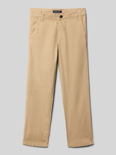 Productfoto, Hose mit Gesäßtasche van Blue Seven van katoen-elastaan mix, regular fit, knoop- en ritssluiting, insteekzakken, achterzak, taillewijdte 28 cm, binnenbeenlengte 50 cm, beige kleur, glad oppervlak