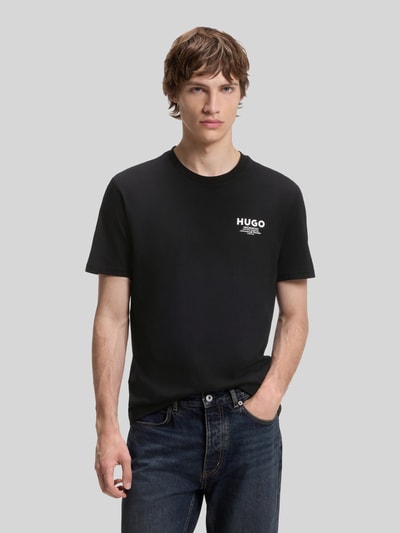 HUGO Blue regular fit T-shirt van puur katoen model 'NESPTEE' BLACK - 4