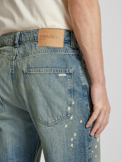 REVIEW Baggy Jeans in Vintage Waschung mit Logo Blau 3