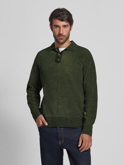 JAKE*S STUDIO MEN Sweter z dzianiny z kołnierzykiem polo Ciemnozielony 4