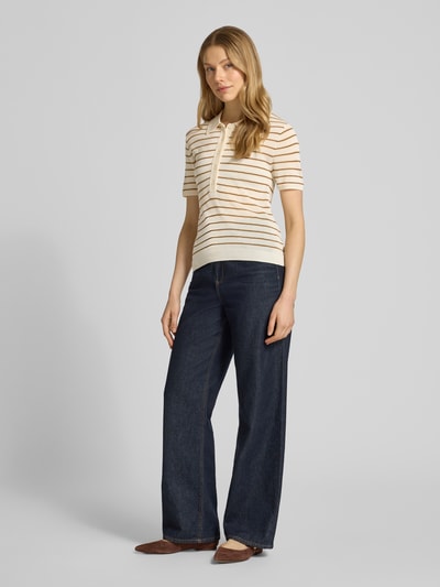 MANGO Strickshirt mit Polokragen und kurzer Knopfleiste Modell 'TENCYP' Offwhite 1