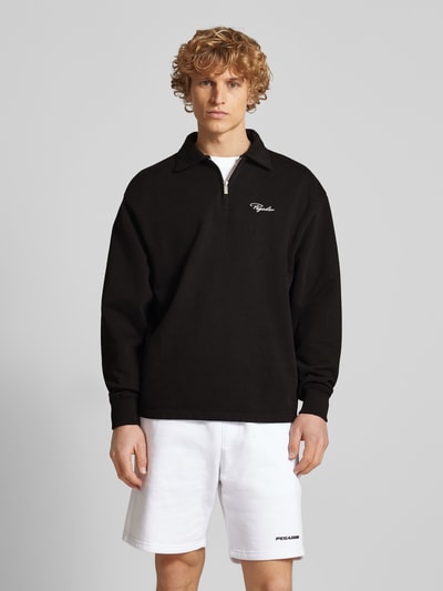 Pegador Oversized Poloshirt mit Label-Stitching Modell 'SIGNAR TERRY' Anthrazit 4