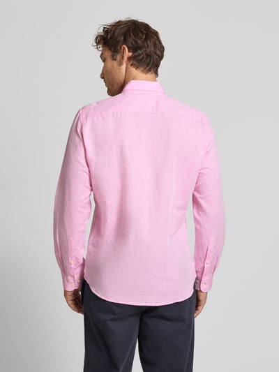 Jake*s Slim Fit Freizeithemd aus Leinen-Baumwoll-Mix Pink 5