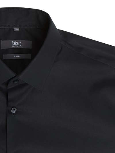 Jake*s Slim Fit Slim Fit Business-Hemd aus Popeline mit kurzem Arm Black 2