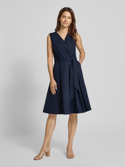 More & More Knielanges Wickelkleid mit V-Ausschnitt Marine 1