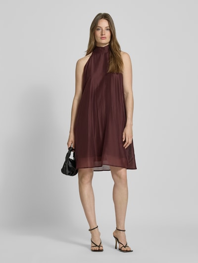 MSCH Copenhagen Knielanges Kleid mit Neckholder Modell 'Alithea Faustina' Bordeaux 1