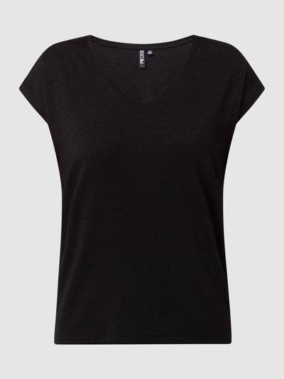 Pieces T-Shirt mit Effektgarn Modell 'Billo' Black 2