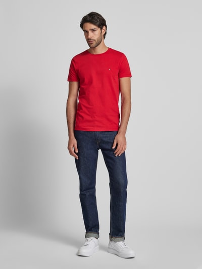 Tommy Hilfiger Slim Fit T-Shirt mit Logo-Stitching Rot 1