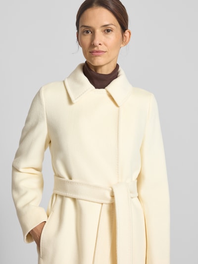 Max Mara Studio Płaszcz o kroju regular fit z czystej żywej wełny model ‘BCOLLAG’ Biały 3