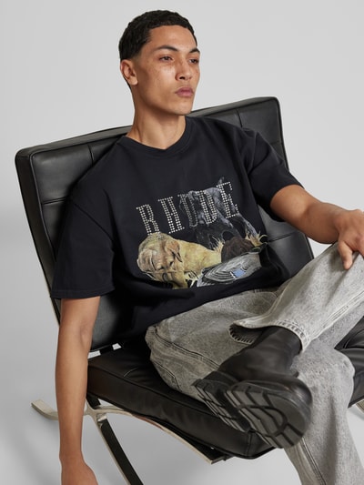 RHUDE T-Shirt mit Strasssteinbesatz Anthrazit 3