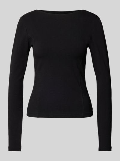 Jake*s Casual Longsleeve mit U-Boot-Ausschnitt Black 2