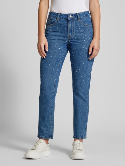 Vila Regular fit jeans met siersteentjes, model 'ALICE' Jeansblauw - 4