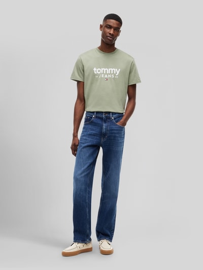 Tommy Jeans relaxed fit T-shirt van puur katoen met labelopschrift Rietgroen - 1