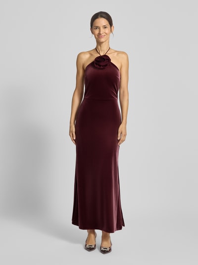 YAS Cocktailkleid mit floraler Applikation Modell 'ROSETTA STRAP' Bordeaux 4