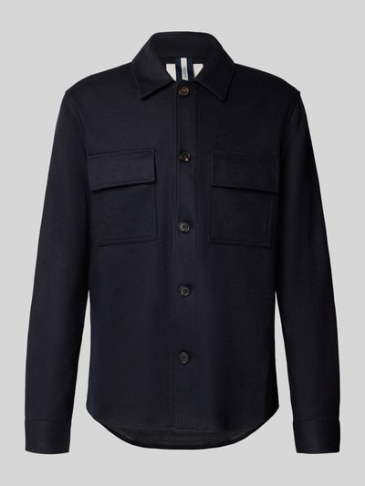 Profuomo Regular Fit Hemdjacke mit Kentkragen und Brusttaschen Marine 1