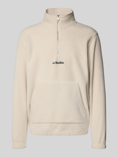 Jack & Jones Fleecepullover mit Känguru-Tasche Modell 'SOHO HALFZIP FLEECE' Offwhite 2