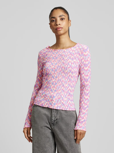 Pieces Longsleeve mit Strukturmuster Modell 'MARIANNE' Pink 4