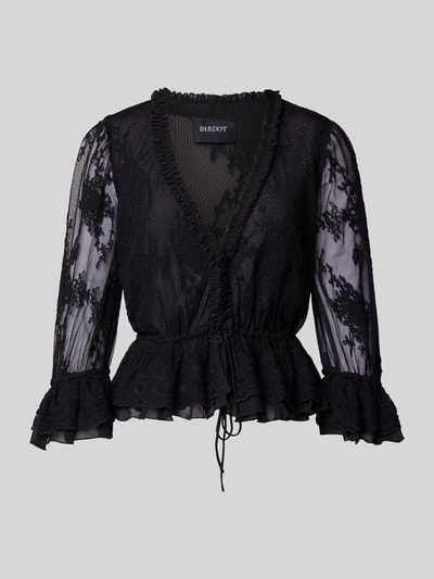 Bardot Regular Fit Bluse aus Mesh mit V-Ausschnitt Black 2