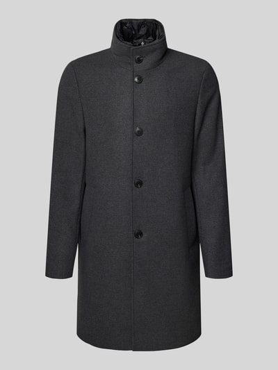 Marc O'Polo Regular fit lange wollen jas met gewatteerde inzet Antraciet - 2