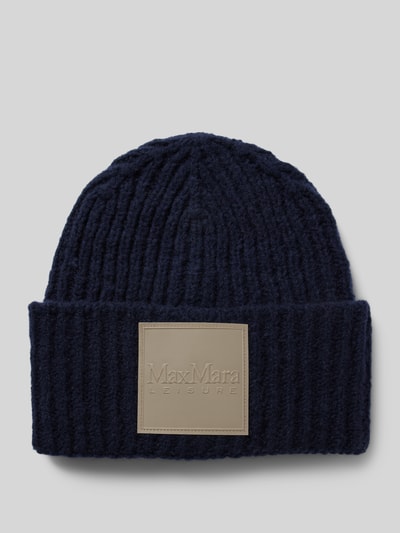 MaxMara Leisure Czapka beanie z naszywką z logo model ‘BASTIA’ Granatowy 1